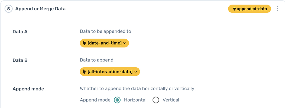 how to append data in axiom.ai