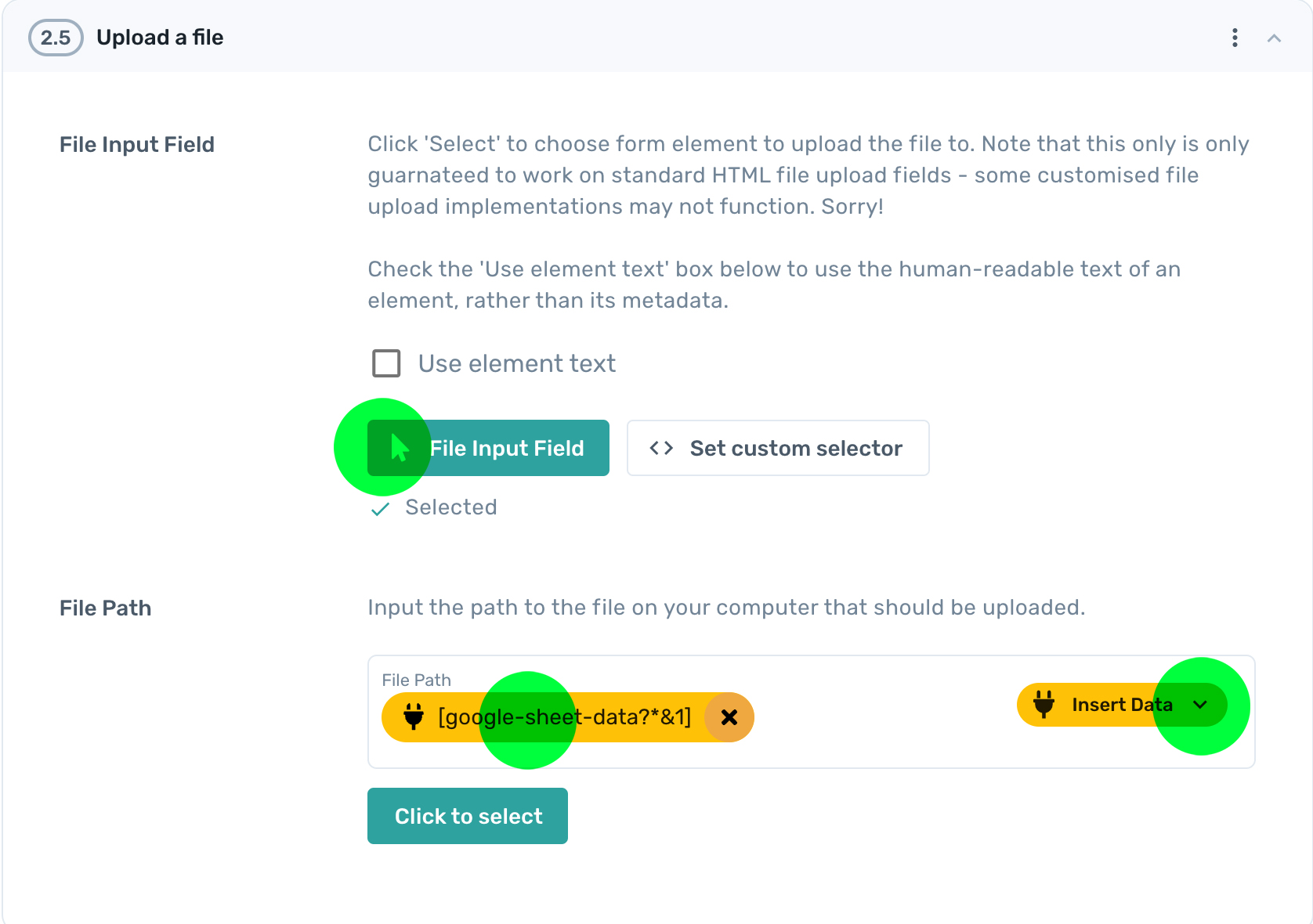 Automate image uploads to instagram posts using Axiom's file upload step