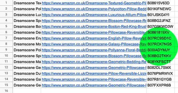 web scraping a list of ASINs from Amazon into Google Sheets