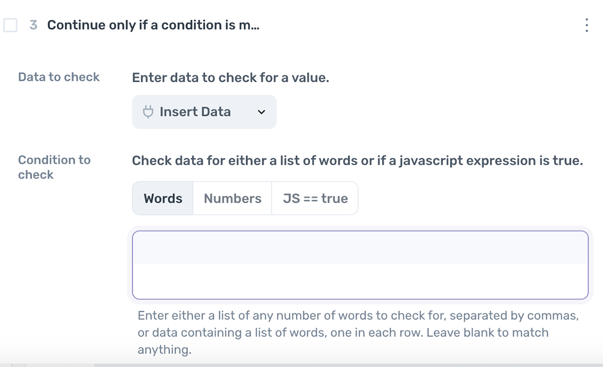 axiom.ai's if/esle continue only if condition met step for using logic your bot