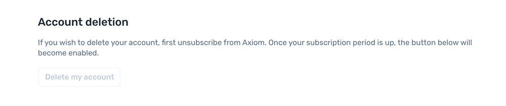 axiom.ai's delete your account