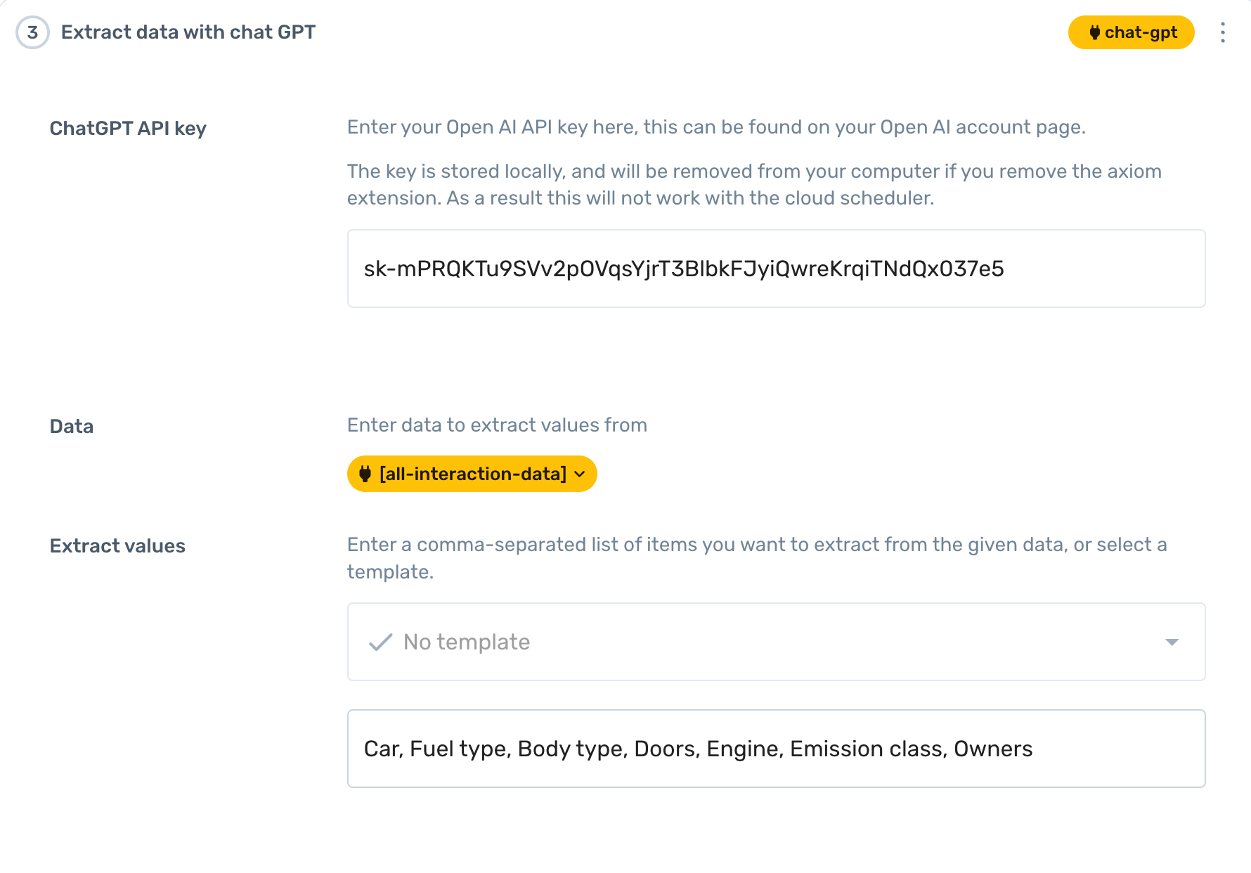 axiom.ai and chatGPT integration for scraping data