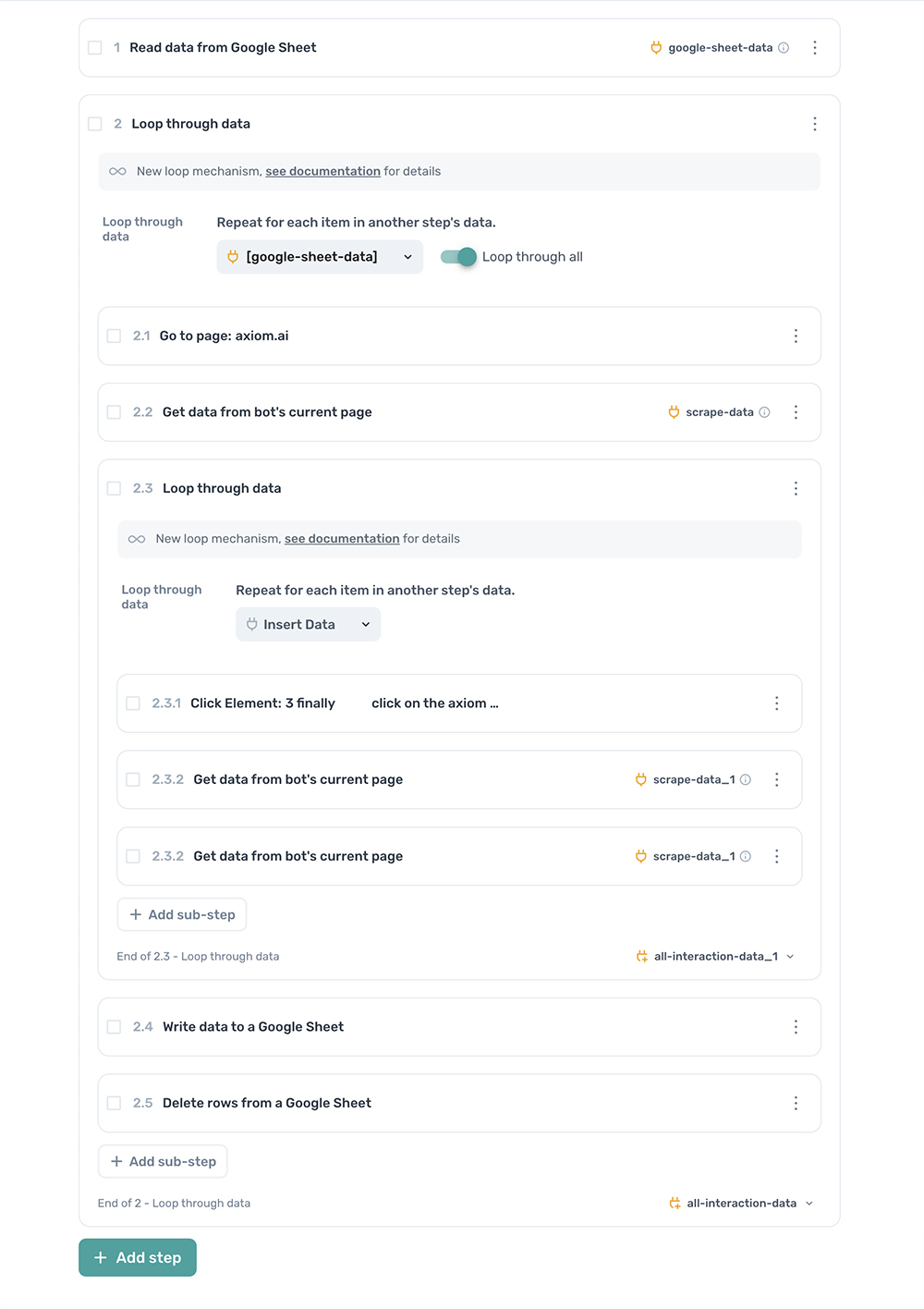 new nesting features in  - axiom.ai